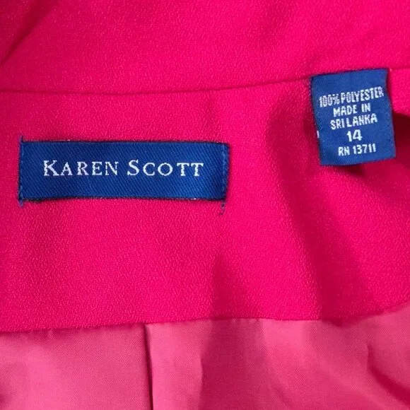 Vintage Karen Scott Womens Hot Pink Single-Button Blazer Size 14 Lined 80's - Picture 6 of 7